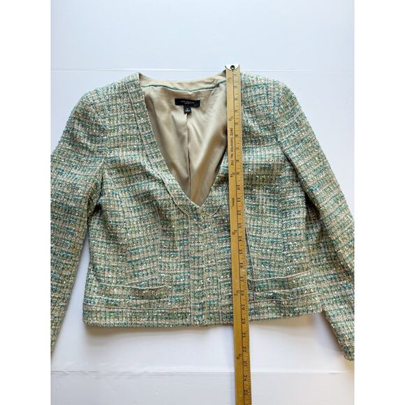 Ann Taylor Blazer Women’s 8 Metallic Tweed Cropped Jacket Workwear Career Office - Picture 10 of 13